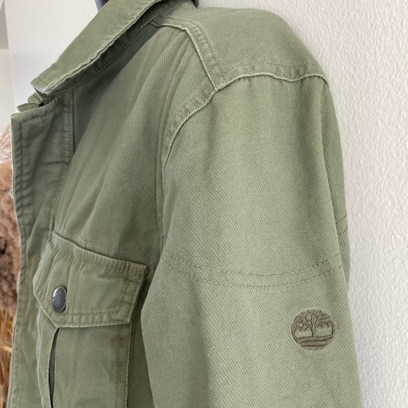 Timberland Men’s Brookfield Mountain Green Twill Bomber Jacket Size Large - Picture 2 of 5